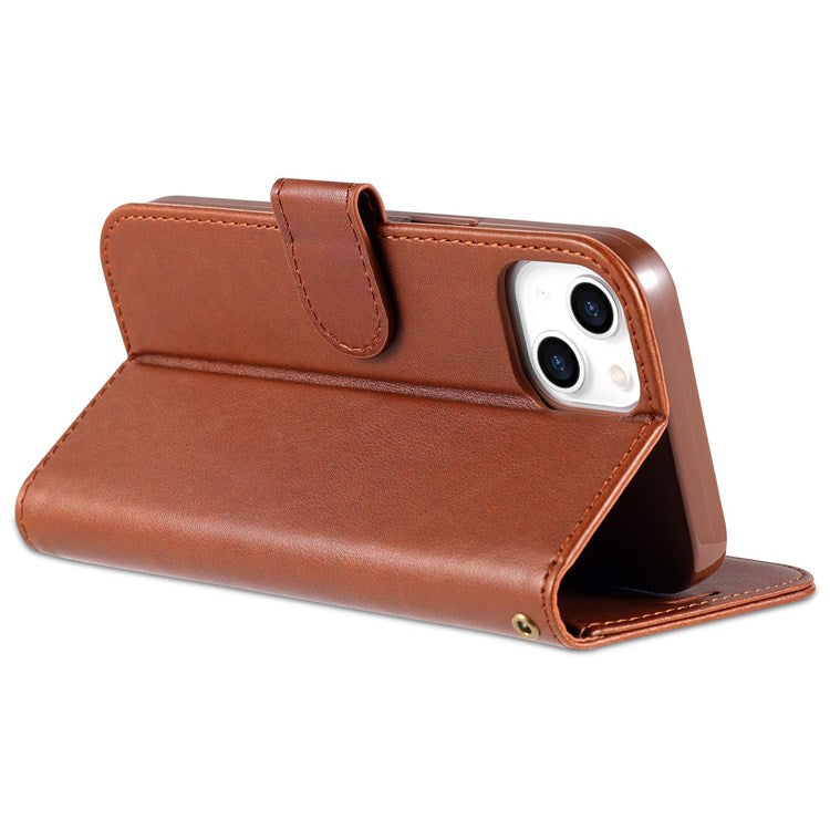 AZNS For iPhone 14 6.1 inch Shockproof PU Leather Flip Wallet Case Magnetic Closure Phone Cover Stand - Black