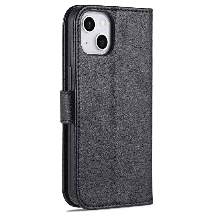 AZNS For iPhone 14 6.1 inch Shockproof PU Leather Flip Wallet Case Magnetic Closure Phone Cover Stand - Black