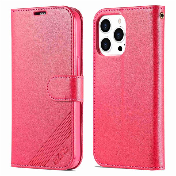 AZNS Flip Wallet Case For iPhone 14 Pro 6.1 inch Shockproof PU Leather Magnetic Closure Full Protection Phone Cover with Viewing Stand - Red