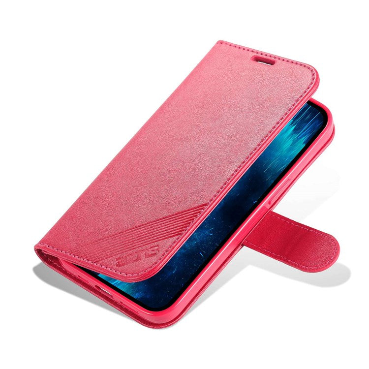 AZNS Flip Wallet Case For iPhone 14 Pro 6.1 inch Shockproof PU Leather Magnetic Closure Full Protection Phone Cover with Viewing Stand - Red