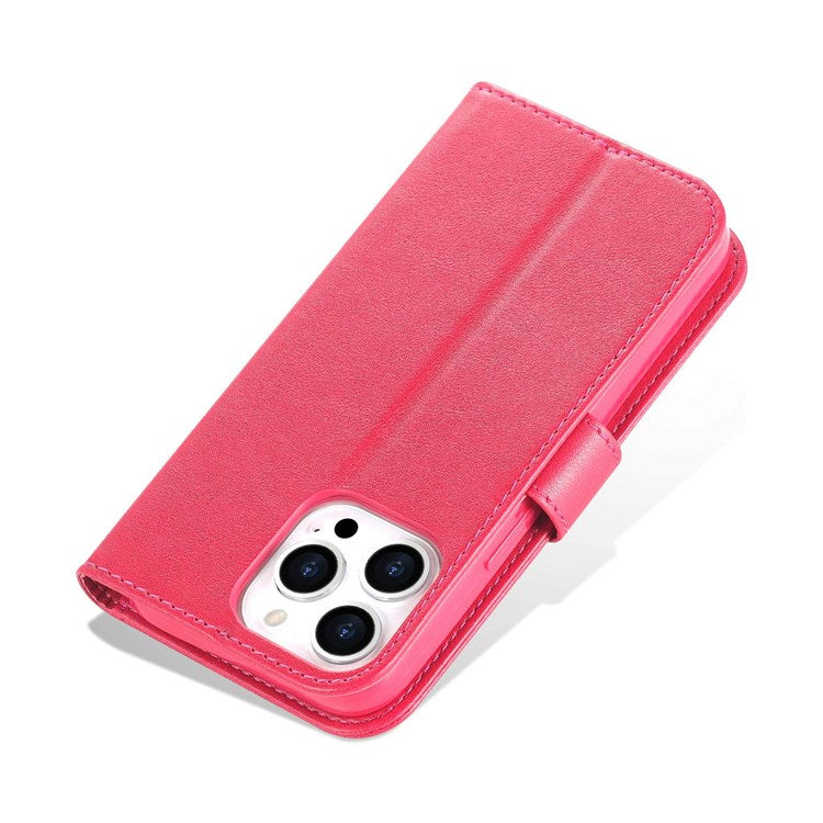AZNS Flip Wallet Case For iPhone 14 Pro 6.1 inch Shockproof PU Leather Magnetic Closure Full Protection Phone Cover with Viewing Stand - Red