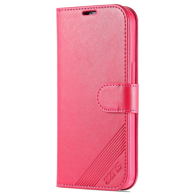 AZNS Flip Wallet Case For iPhone 14 Pro 6.1 inch Shockproof PU Leather Magnetic Closure Full Protection Phone Cover with Viewing Stand - Red