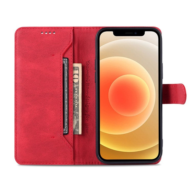AZNS For iPhone 14 Plus 6.7 inch Anti-fall PU Leather Wallet Case Magnetic Closure Stand Scratch Resistant Full Protection Phone Cover - Red