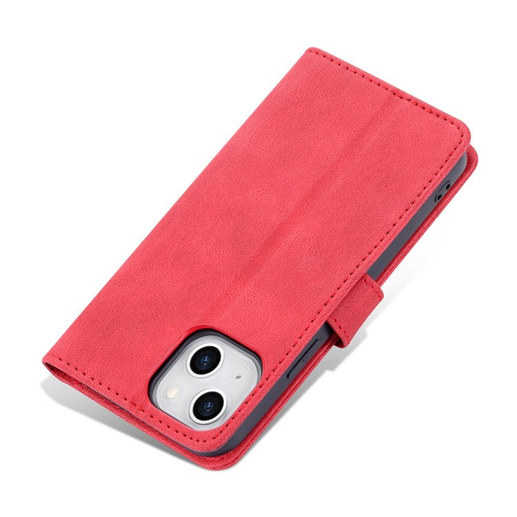 AZNS For iPhone 14 Plus 6.7 inch Anti-fall PU Leather Wallet Case Magnetic Closure Stand Scratch Resistant Full Protection Phone Cover - Red