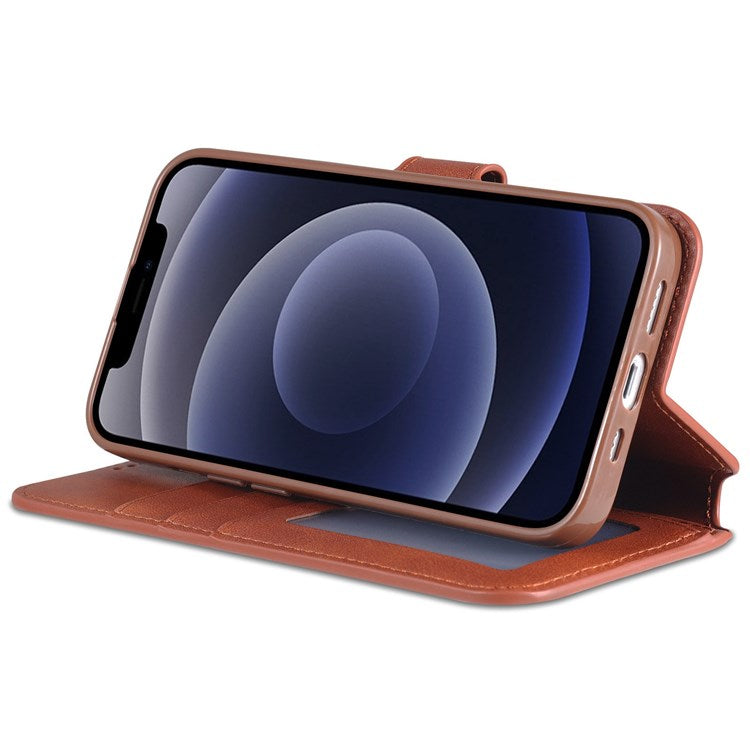 AZNS PU Leather Case for iPhone 14 6.1 inch, Viewing Stand Wallet Magnetic Flip Folio Book Phone Cover - Brown