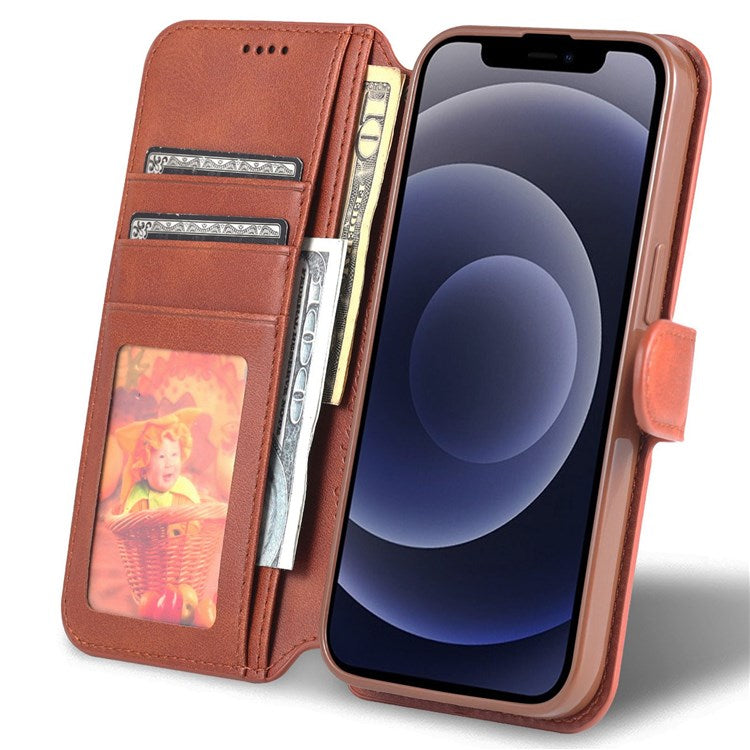 AZNS PU Leather Case for iPhone 14 6.1 inch, Viewing Stand Wallet Magnetic Flip Folio Book Phone Cover - Brown