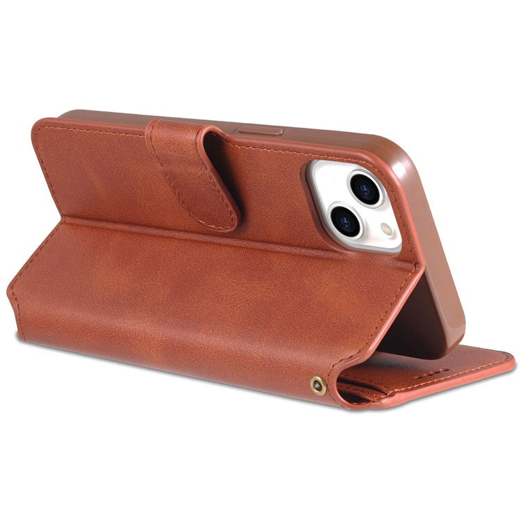 AZNS PU Leather Case for iPhone 14 6.1 inch, Viewing Stand Wallet Magnetic Flip Folio Book Phone Cover - Brown