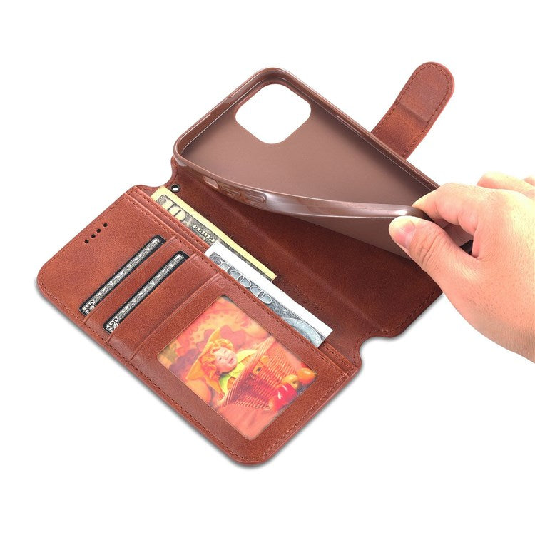 AZNS PU Leather Case for iPhone 14 6.1 inch, Viewing Stand Wallet Magnetic Flip Folio Book Phone Cover - Brown