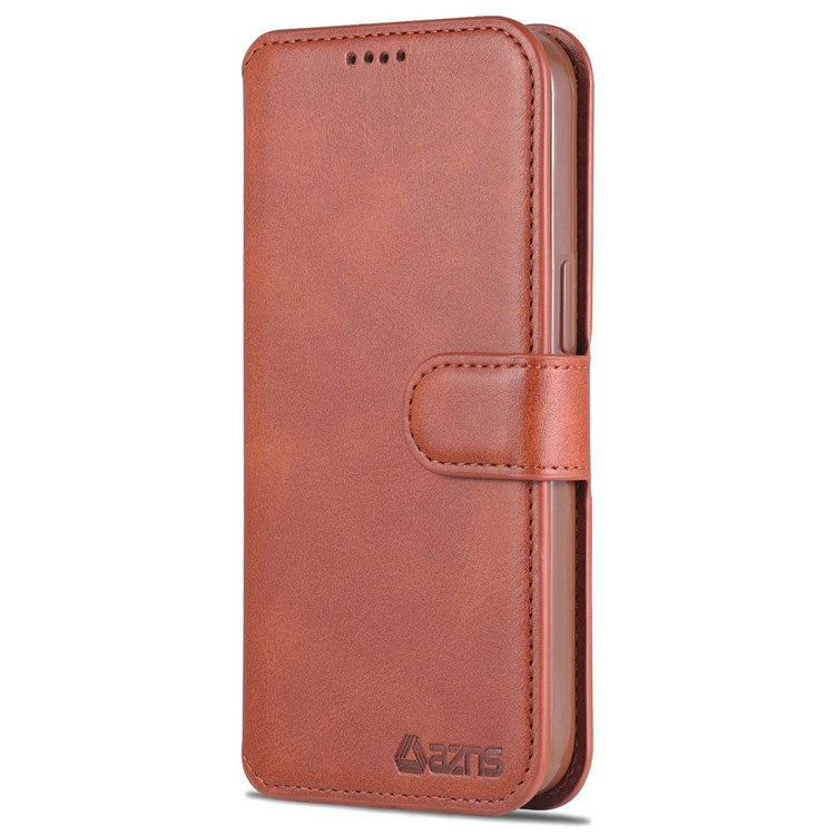 AZNS PU Leather Case for iPhone 14 6.1 inch, Viewing Stand Wallet Magnetic Flip Folio Book Phone Cover - Brown