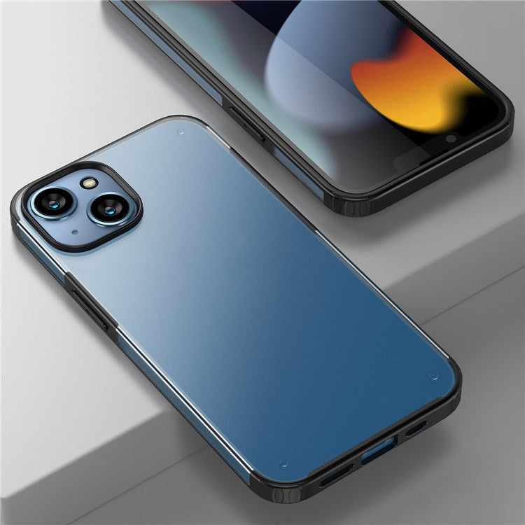 For iPhone 14 6.1 inch Armor Series Light Thin Anti-fingerprint Matte Case Hard PC + Soft TPU Protective Cell Phone Shell - Black