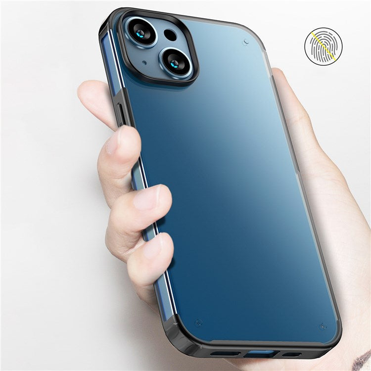 For iPhone 14 6.1 inch Armor Series Light Thin Anti-fingerprint Matte Case Hard PC + Soft TPU Protective Cell Phone Shell - Black