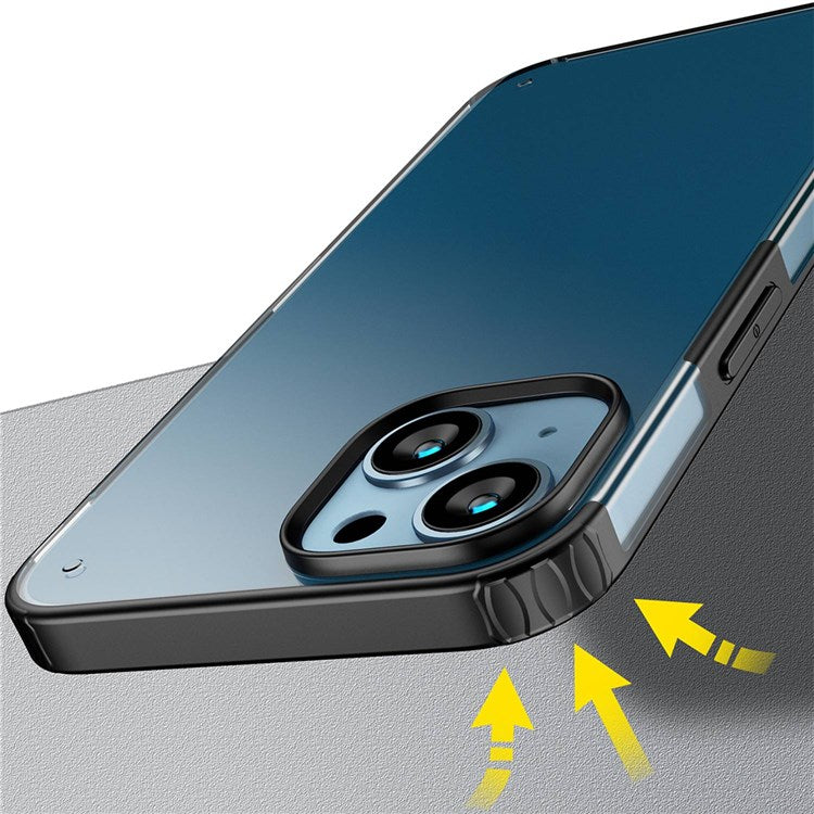 For iPhone 14 6.1 inch Armor Series Light Thin Anti-fingerprint Matte Case Hard PC + Soft TPU Protective Cell Phone Shell - Black