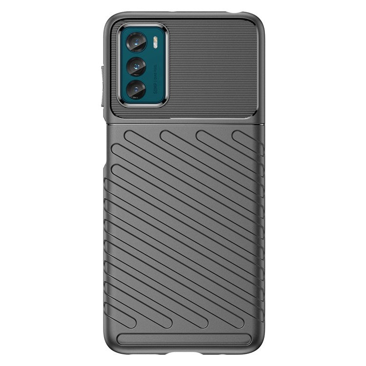 Thunder Series Thickened TPU Case for Motorola Moto G42 4G, Twill Texture Non-slip Anti-drop Phone Cover Protector - Black