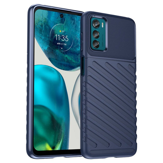 Thunder Series Thickened TPU Case for Motorola Moto G42 4G, Twill Texture Non-slip Anti-drop Phone Cover Protector - Blue
