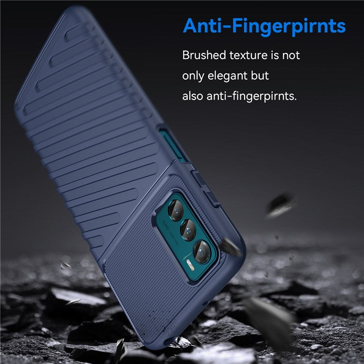 Thunder Series Thickened TPU Case for Motorola Moto G42 4G, Twill Texture Non-slip Anti-drop Phone Cover Protector - Blue