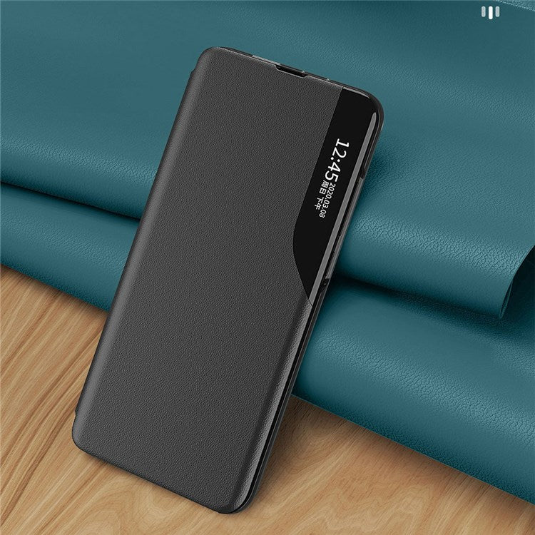 For iPhone 14 6.1 inch Clear View Window Leather Flip Phone Case Stand Anti-scratch Protective Phone Cover - Sapphire