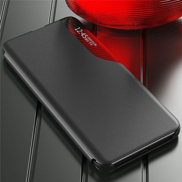 For iPhone 14 6.1 inch Clear View Window Leather Flip Phone Case Stand Anti-scratch Protective Phone Cover - Sapphire