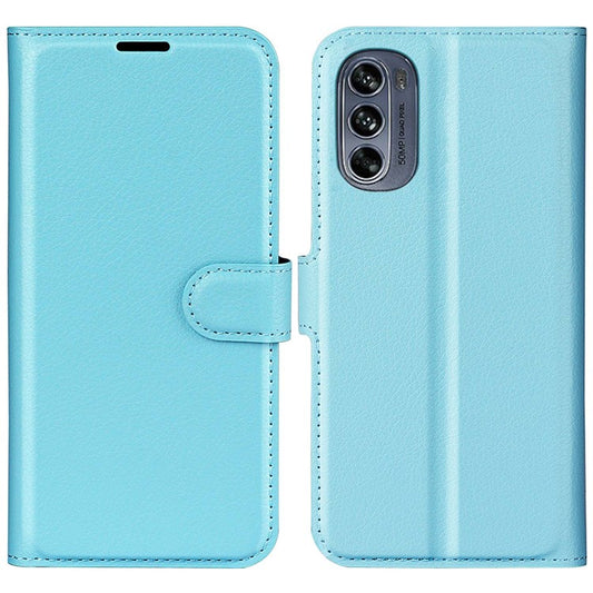 Wallet Cell Phone Case for Motorola Moto G62 5G, Scratch-resistant PU Leather Litchi Texture Stand Case Protective Cover - Blue