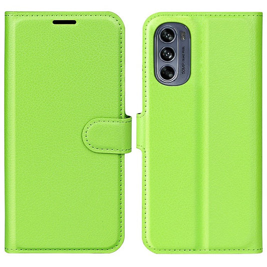 Wallet Cell Phone Case for Motorola Moto G62 5G, Scratch-resistant PU Leather Litchi Texture Stand Case Protective Cover - Green