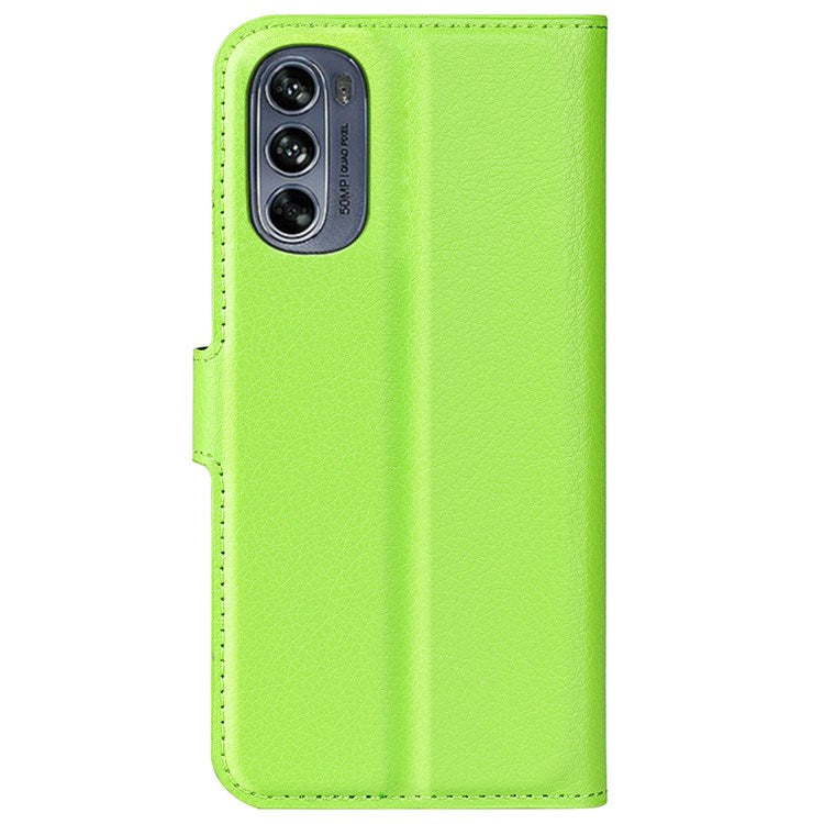 Wallet Cell Phone Case for Motorola Moto G62 5G, Scratch-resistant PU Leather Litchi Texture Stand Case Protective Cover - Green