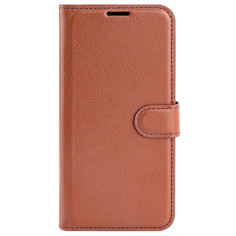 Wallet Cell Phone Case for Motorola Moto G62 5G, Scratch-resistant PU Leather Litchi Texture Stand Case Protective Cover - Brown