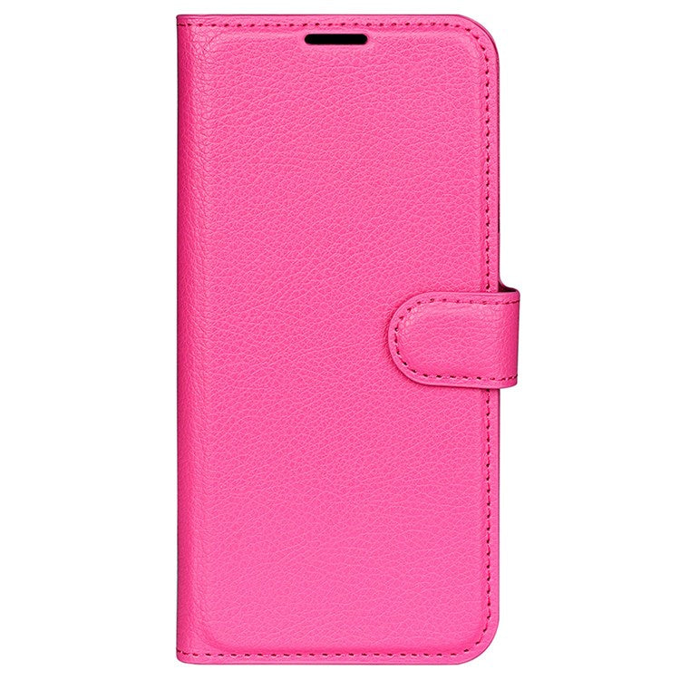 Wallet Cell Phone Case for Motorola Moto G62 5G, Scratch-resistant PU Leather Litchi Texture Stand Case Protective Cover - Rose