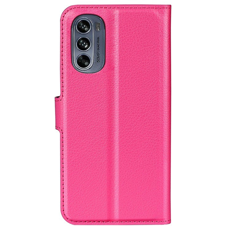 Wallet Cell Phone Case for Motorola Moto G62 5G, Scratch-resistant PU Leather Litchi Texture Stand Case Protective Cover - Rose