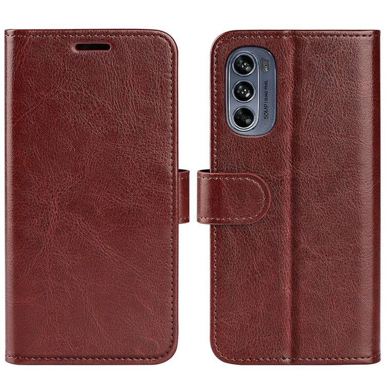 Crazy Horse Texture Phone Cover for Motorola Moto G62 5G, Wallet Stand Feature PU Leather Wear-resistant Cover - Brown