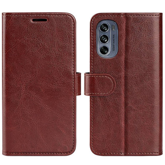 Crazy Horse Texture Phone Cover for Motorola Moto G62 5G, Wallet Stand Feature PU Leather Wear-resistant Cover - Brown