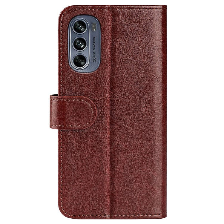 Crazy Horse Texture Phone Cover for Motorola Moto G62 5G, Wallet Stand Feature PU Leather Wear-resistant Cover - Brown