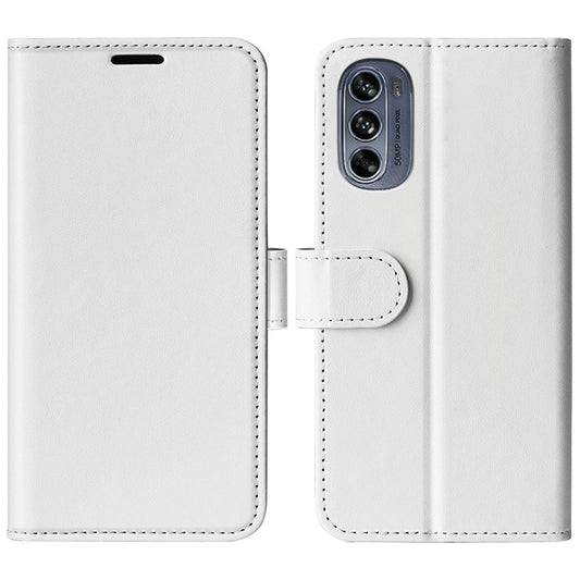 Crazy Horse Texture Phone Cover for Motorola Moto G62 5G, Wallet Stand Feature PU Leather Wear-resistant Cover - White