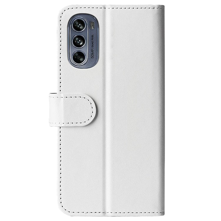 Crazy Horse Texture Phone Cover for Motorola Moto G62 5G, Wallet Stand Feature PU Leather Wear-resistant Cover - White