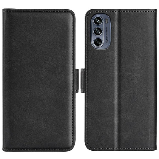 Stand Wallet Phone Case for Motorola Moto G62 5G, Anti-scratch Anti-drop Double Magnetic Clasp Textured PU Leather Cover - Black
