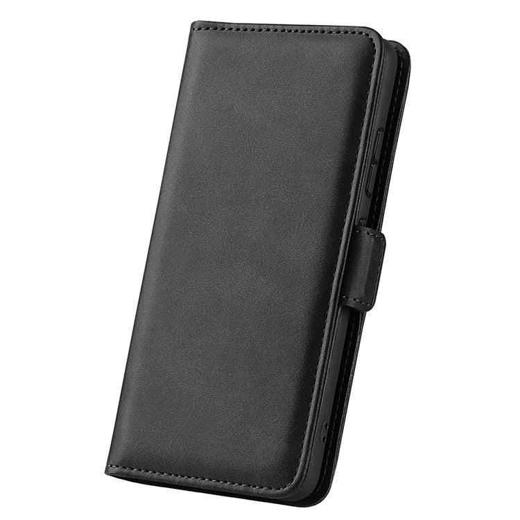 Stand Wallet Phone Case for Motorola Moto G62 5G, Anti-scratch Anti-drop Double Magnetic Clasp Textured PU Leather Cover - Black