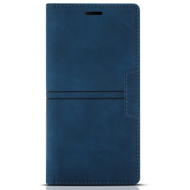 For iPhone 14 Plus 6.7 inch Shockproof PU Leather + TPU Wallet Stand Case Magnetic Auto-absorbed Phone Cover - Blue