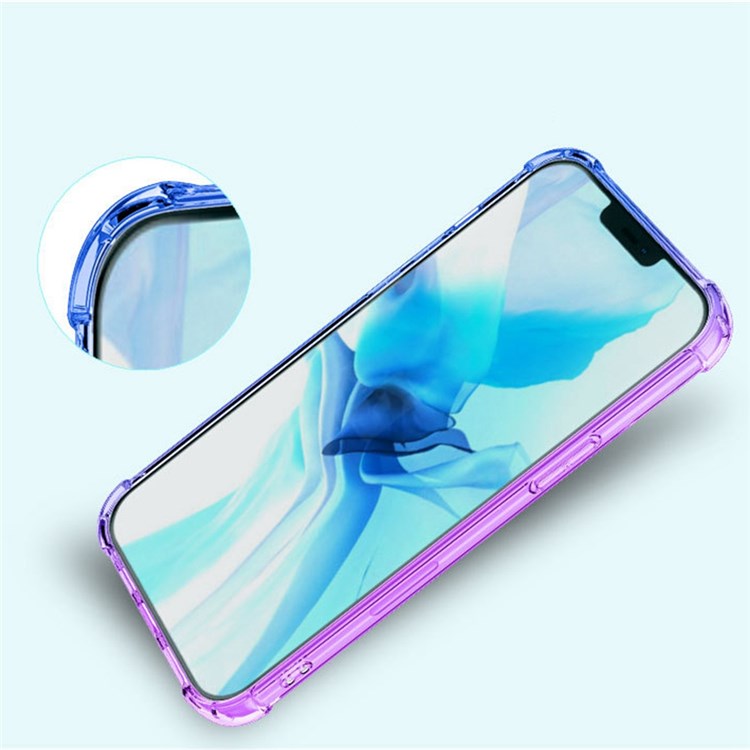 For iPhone 14 6.1 inch Gradient Design Anti-fall Protection TPU Soft Edge Bumper with Reinforced Corners Cellphone Cover - Pink / Green
