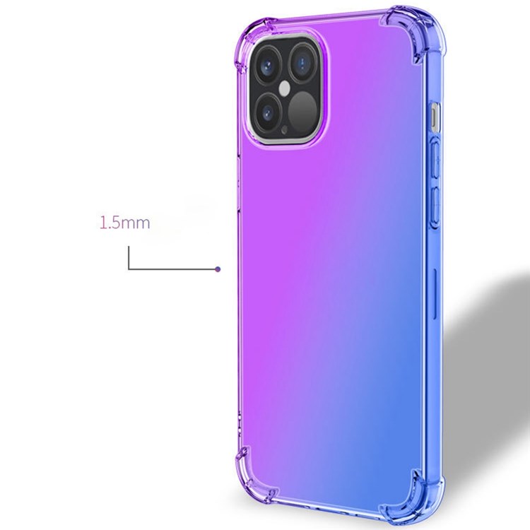 For iPhone 14 6.1 inch Gradient Design Anti-fall Protection TPU Soft Edge Bumper with Reinforced Corners Cellphone Cover - Pink / Green