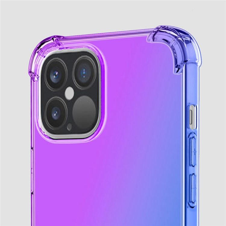 For iPhone 14 6.1 inch Gradient Design Anti-fall Protection TPU Soft Edge Bumper with Reinforced Corners Cellphone Cover - Pink / Green