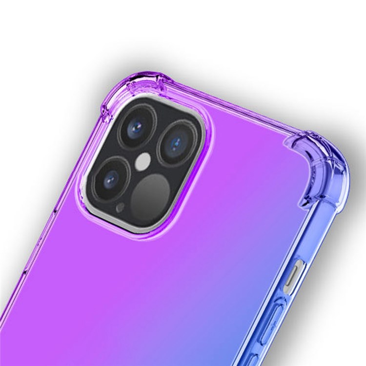 For iPhone 14 6.1 inch Gradient Design Anti-fall Protection TPU Soft Edge Bumper with Reinforced Corners Cellphone Cover - Pink / Green