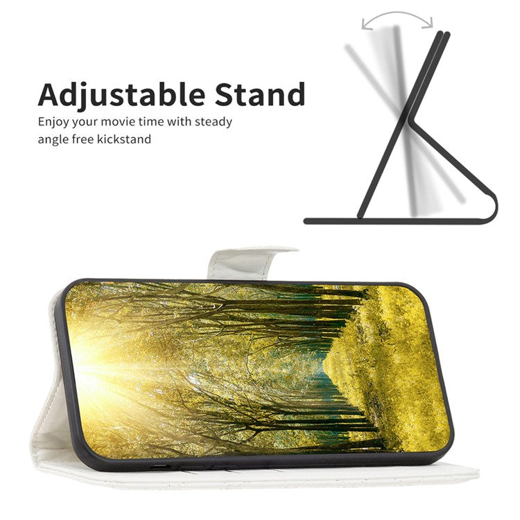 BINFEN COLOR For Motorola Moto G22 BF Style-14 PU Leather Stand Matte Case Imprinted Rhombus Pattern Phone Wallet Cover - White