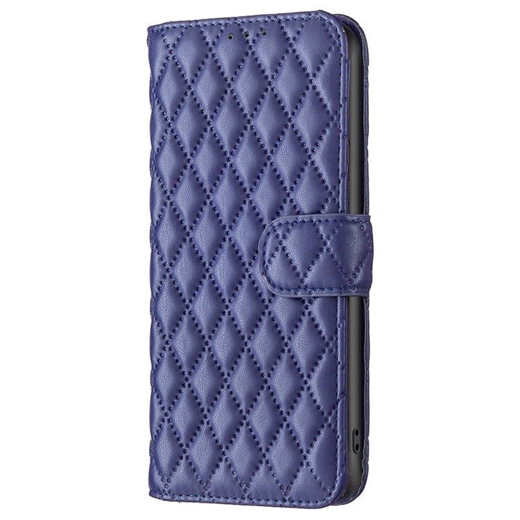 BINFEN COLOR For Motorola Moto G31 4G / G41 4G BF Style-14 Matte Phone Case Imprinted Rhombus Pattern PU Leather Wallet Stand Cover - Blue
