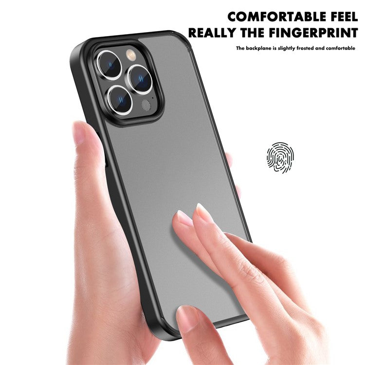 IPAKY for iPhone 14 Pro 6.1 inch PC + TPU Hybrid Phone Cover Matte Drop-proof Protective Case Support Wireless Charging - Blue