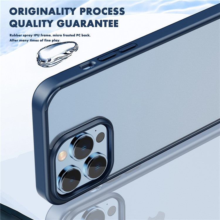 IPAKY for iPhone 14 Pro 6.1 inch PC + TPU Hybrid Phone Cover Matte Drop-proof Protective Case Support Wireless Charging - Blue