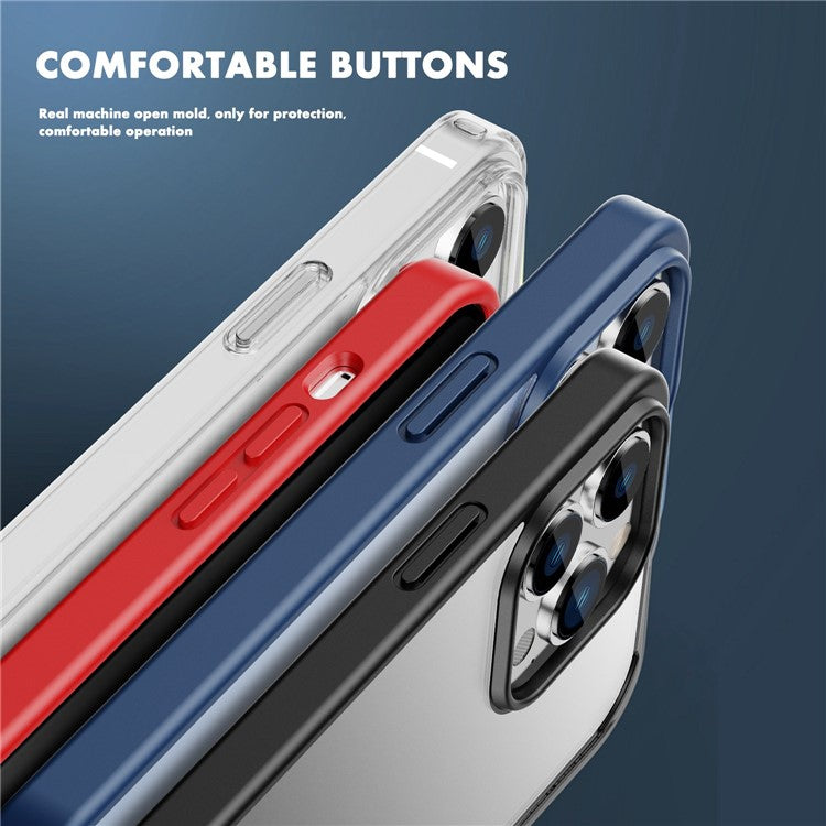 IPAKY for iPhone 14 Pro 6.1 inch PC + TPU Hybrid Phone Cover Matte Drop-proof Protective Case Support Wireless Charging - Blue