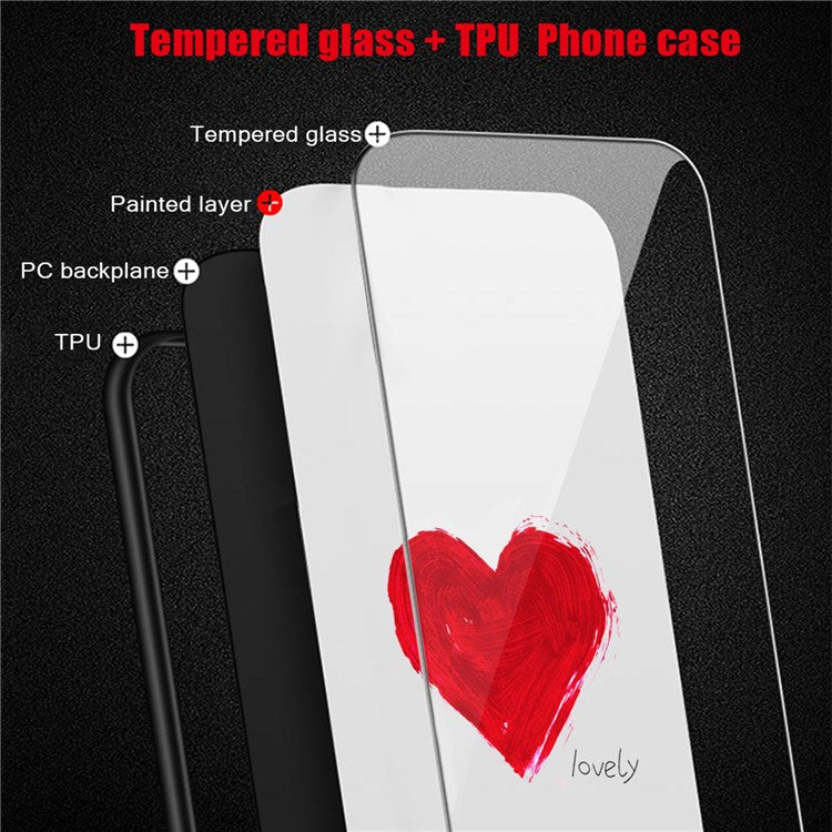 For iPhone 14 6.1 inch Shock Absorption Pattern Printing Tempered Glass Phone Case Hard PC+Soft TPU Cellphone Cover - Moon