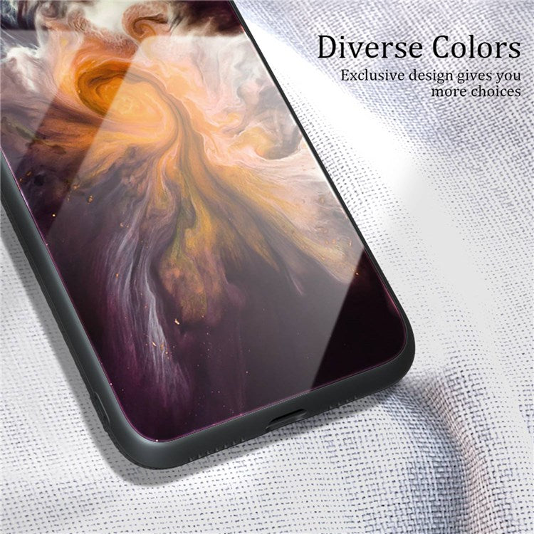 For iPhone 14 6.1 inch Phone Case Drop Proof Tempered Glass + PC + TPU Marble Pattern Cover - DL04