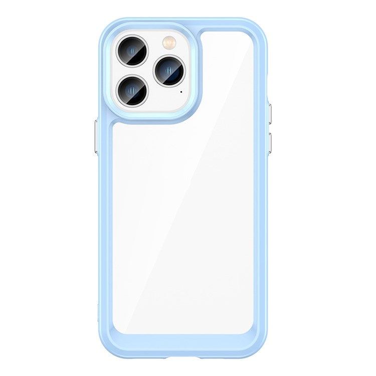 TPU + Acrylic Clear Phone Case for iPhone 14 Pro 6.1 inch, Stylish Anti-drop Anti-fingerprint Cellphone Back Cover - Blue