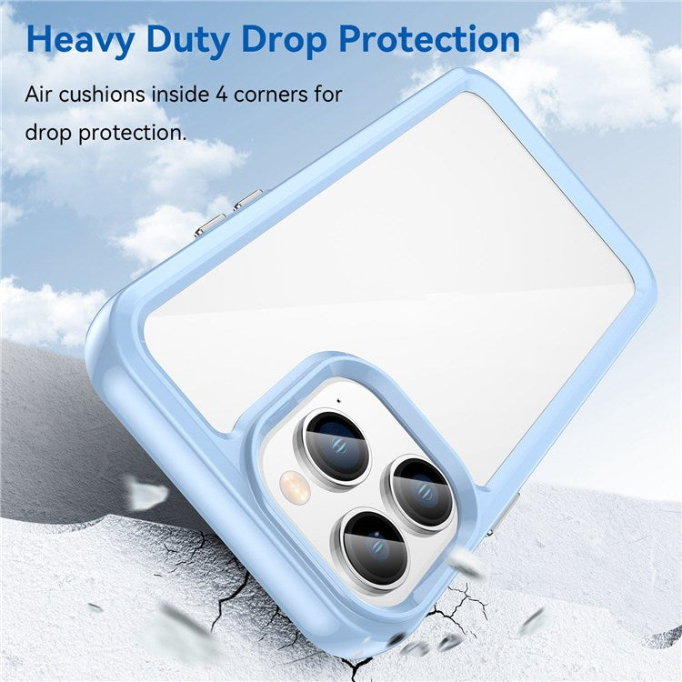 TPU + Acrylic Clear Phone Case for iPhone 14 Pro 6.1 inch, Stylish Anti-drop Anti-fingerprint Cellphone Back Cover - Blue