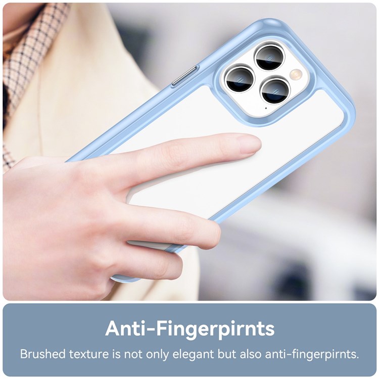 TPU + Acrylic Clear Phone Case for iPhone 14 Pro 6.1 inch, Stylish Anti-drop Anti-fingerprint Cellphone Back Cover - Blue
