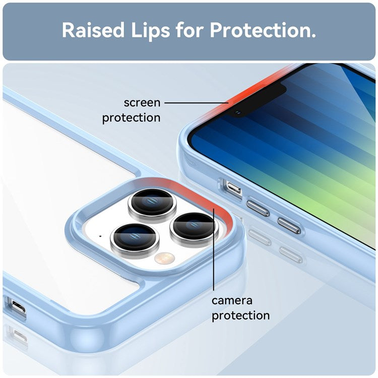 TPU + Acrylic Clear Phone Case for iPhone 14 Pro 6.1 inch, Stylish Anti-drop Anti-fingerprint Cellphone Back Cover - Blue